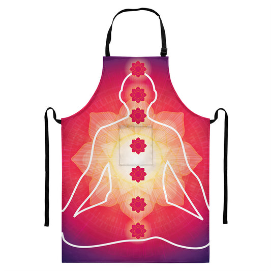 Mandala Chakras Aura Print Bib Apron With Pocket