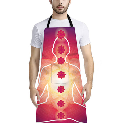 Mandala Chakras Aura Print Bib Apron With Pocket