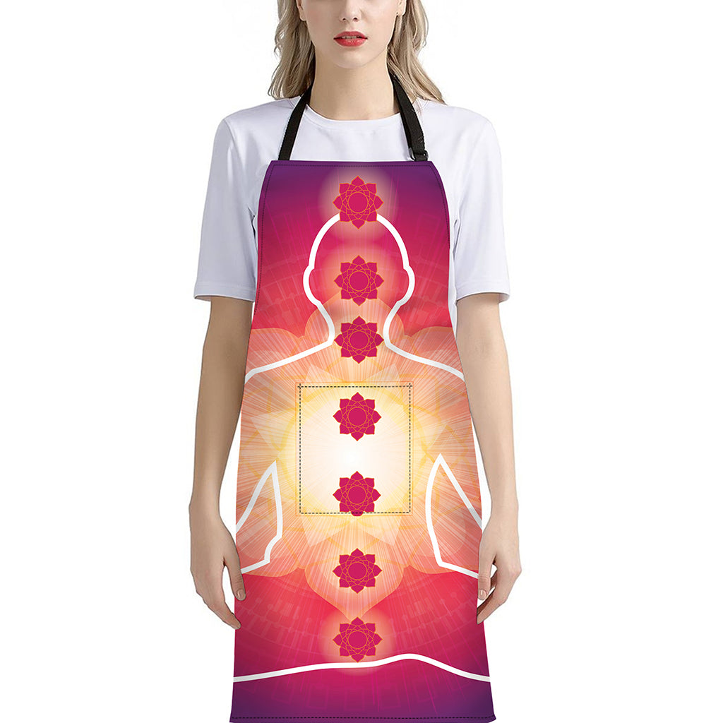 Mandala Chakras Aura Print Bib Apron With Pocket