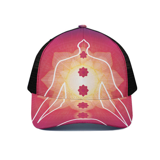 Mandala Chakras Aura Print Black Mesh Trucker Cap