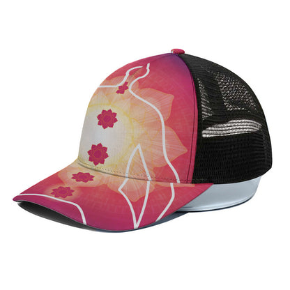 Mandala Chakras Aura Print Black Mesh Trucker Cap
