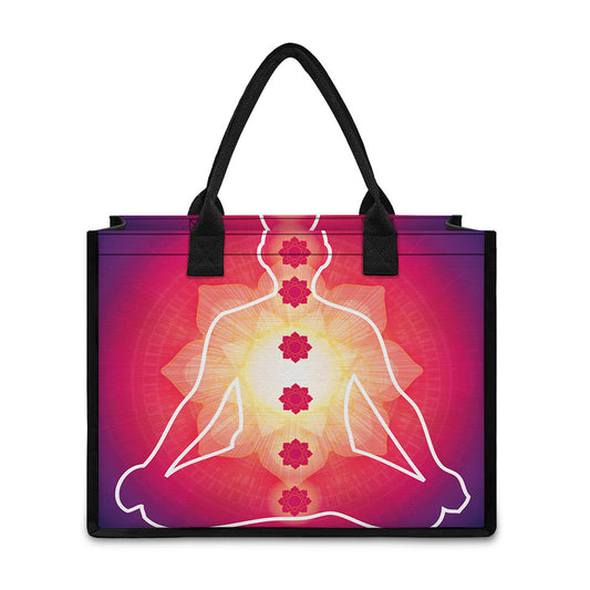 Mandala Chakras Aura Print Canvas Tote Bag