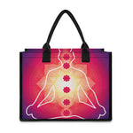 Mandala Chakras Aura Print Canvas Tote Bag