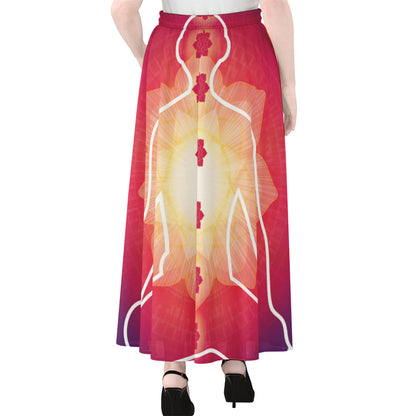 Mandala Chakras Aura Print Chiffon Maxi Skirt