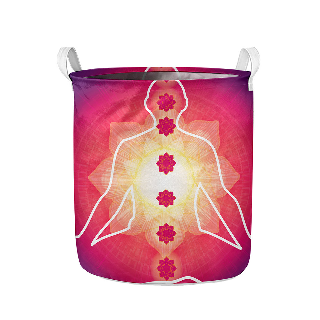 Mandala Chakras Aura Print Collapsible Laundry Basket