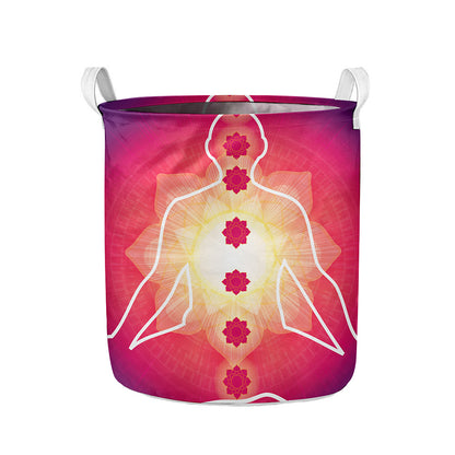 Mandala Chakras Aura Print Collapsible Laundry Basket