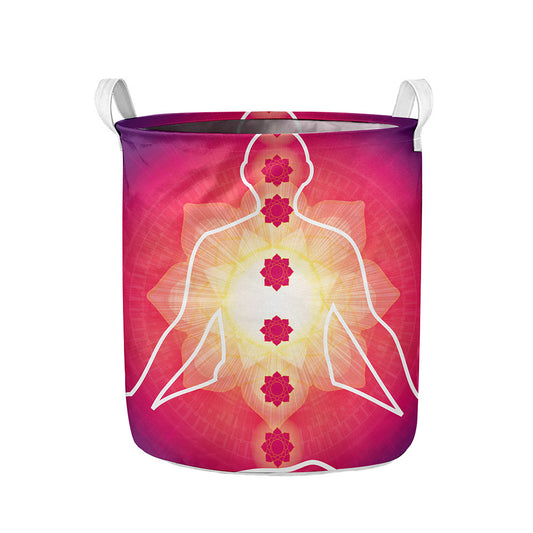 Mandala Chakras Aura Print Collapsible Laundry Basket