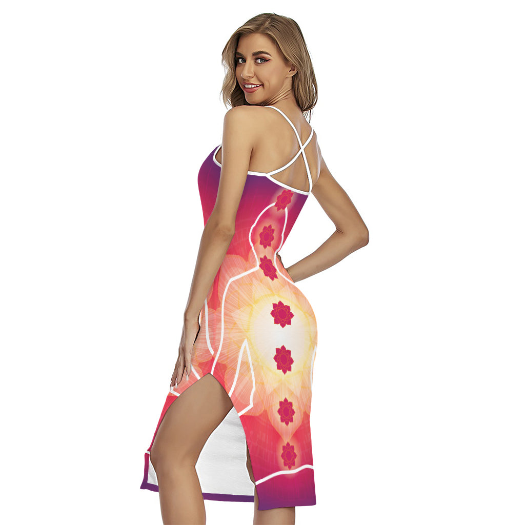 Mandala Chakras Aura Print Cross Back Cami Dress