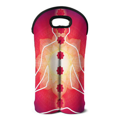 Mandala Chakras Aura Print Double Neoprene Wine Tote