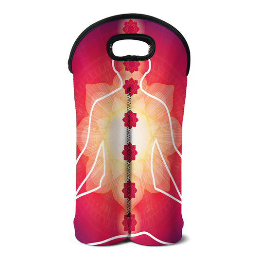 Mandala Chakras Aura Print Double Neoprene Wine Tote