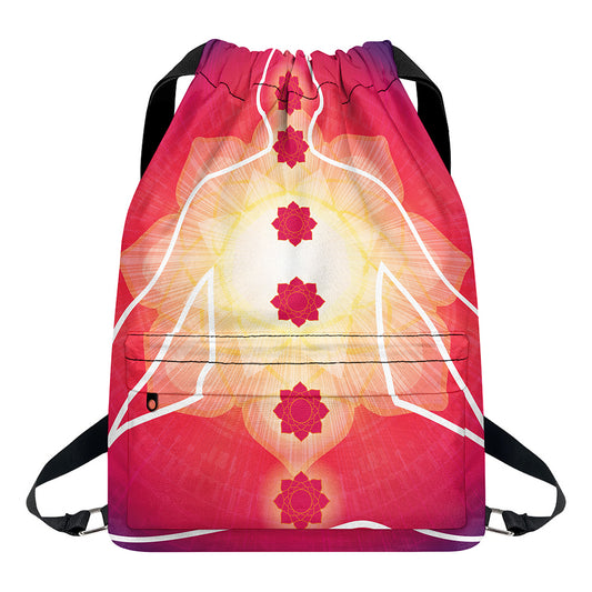 Mandala Chakras Aura Print Drawstring Backpack