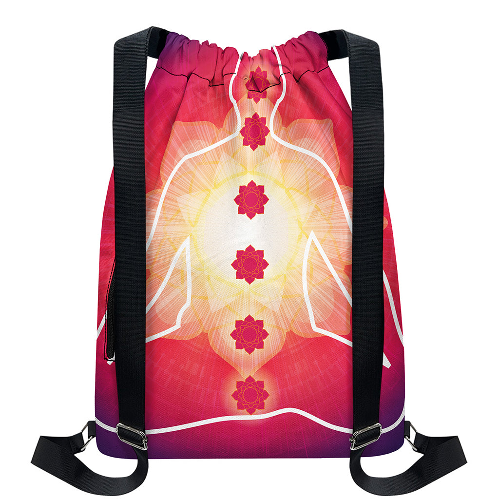 Mandala Chakras Aura Print Drawstring Backpack