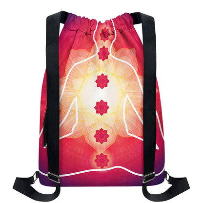 Mandala Chakras Aura Print Drawstring Backpack