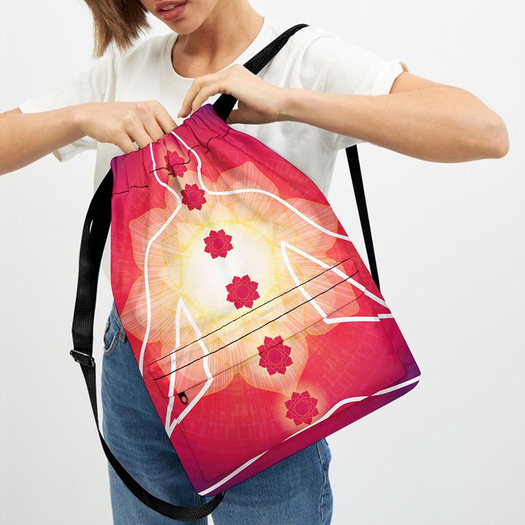 Mandala Chakras Aura Print Drawstring Backpack