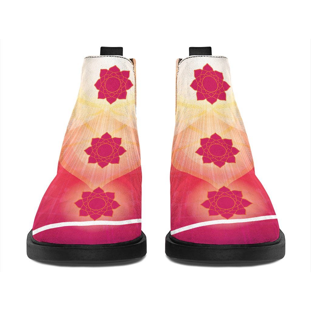 Mandala Chakras Aura Print Flat Ankle Boots