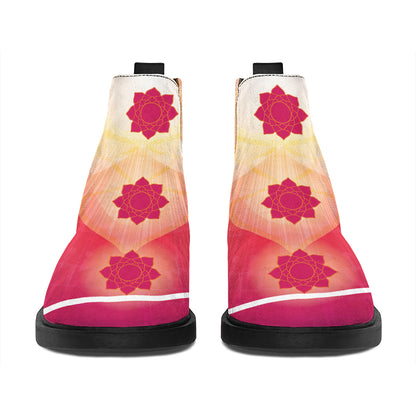 Mandala Chakras Aura Print Flat Ankle Boots