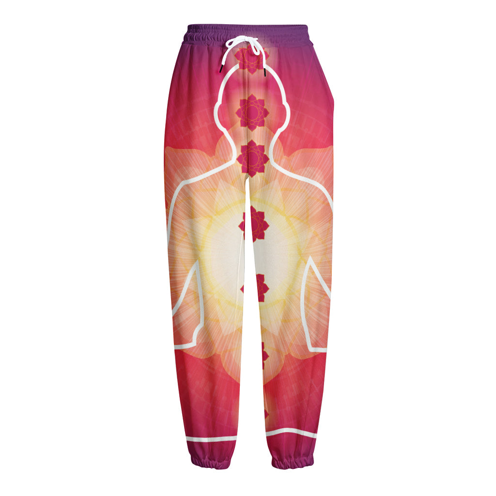 Mandala Chakras Aura Print Fleece Lined Knit Pants