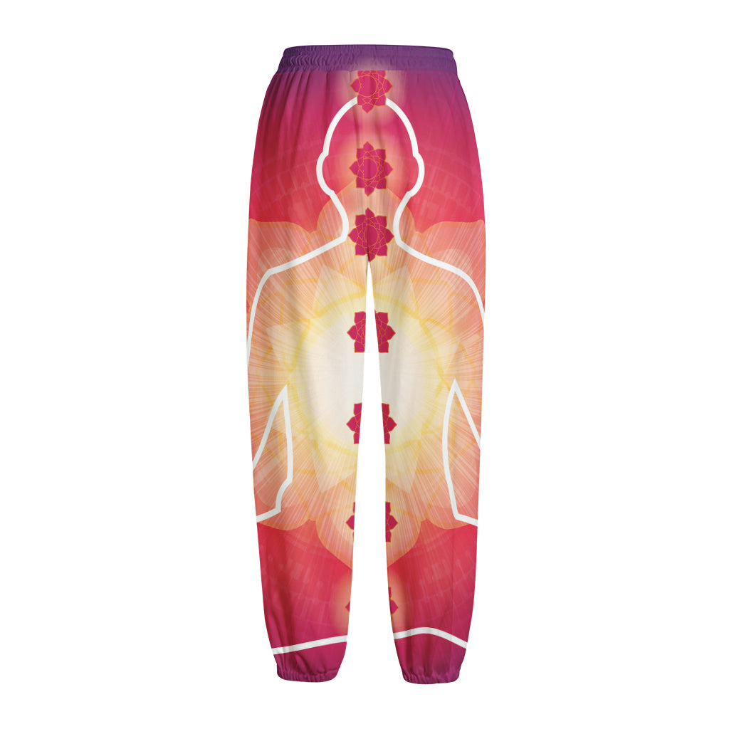 Mandala Chakras Aura Print Fleece Lined Knit Pants