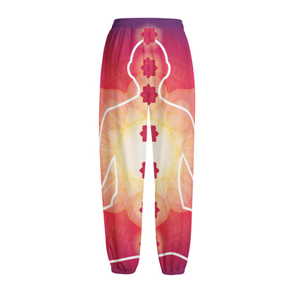 Mandala Chakras Aura Print Fleece Lined Knit Pants