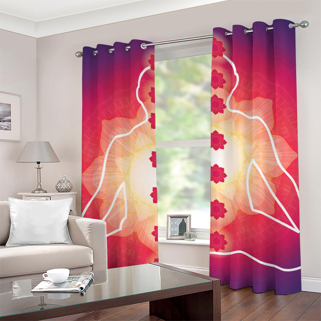 Mandala Chakras Aura Print Grommet Curtains