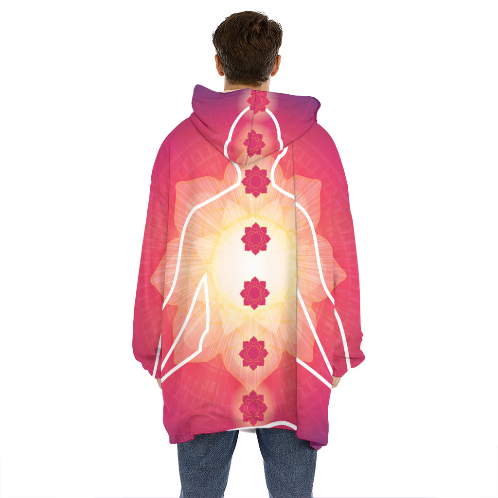 Mandala Chakras Aura Print Hoodie Blanket