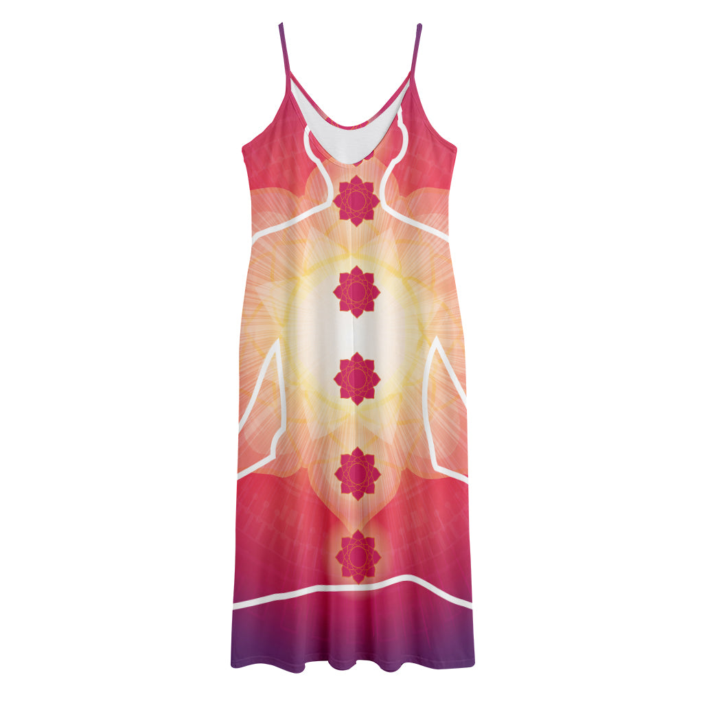 Mandala Chakras Aura Print Jersey Midi Cami Dress