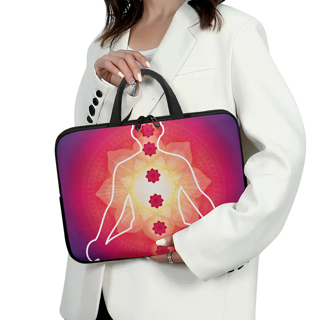 Mandala Chakras Aura Print Laptop Sleeve With Handle
