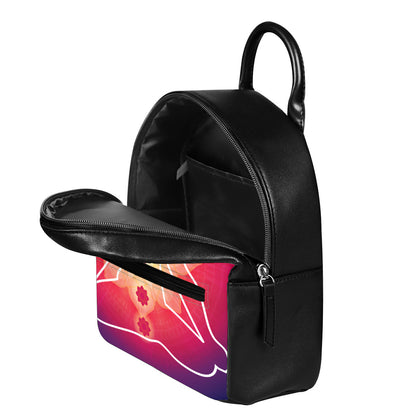 Mandala Chakras Aura Print Leather Backpack