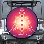 Mandala Chakras Aura Print Leather Spare Tire Cover