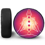 Mandala Chakras Aura Print Leather Spare Tire Cover