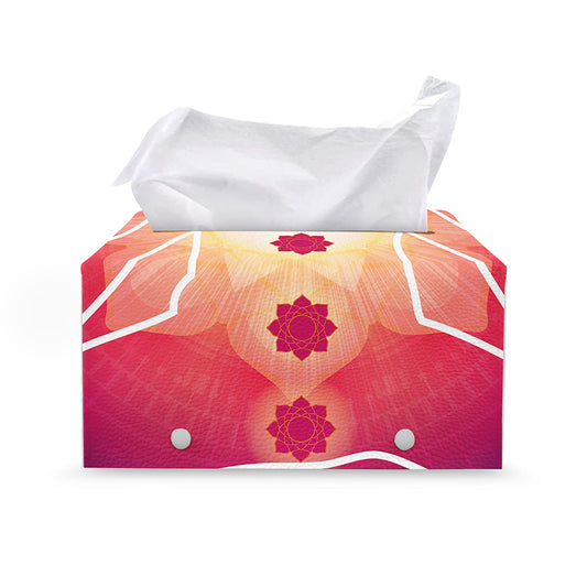 Mandala Chakras Aura Print Leather Tissue Box Cover
