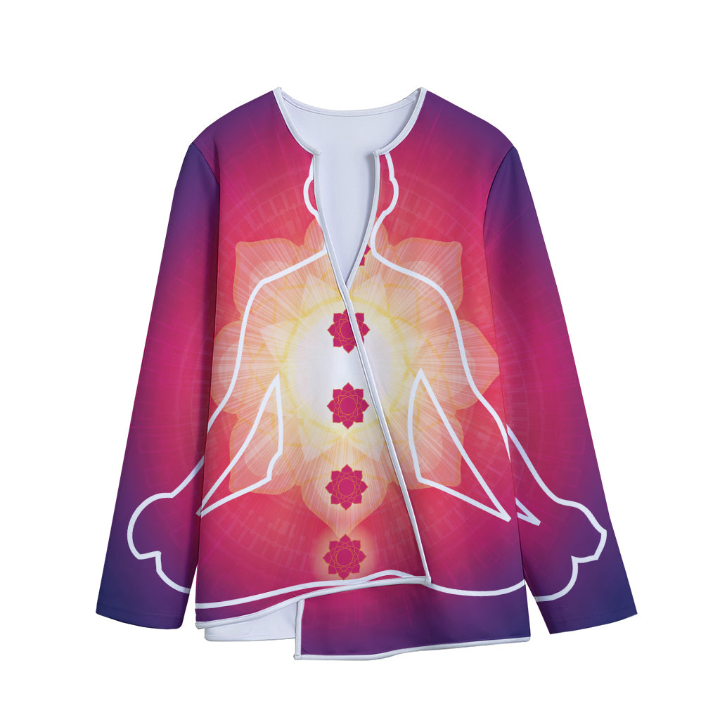 Mandala Chakras Aura Print Long Sleeve Short Coat