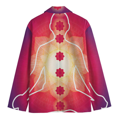 Mandala Chakras Aura Print Men's Cotton Blazer