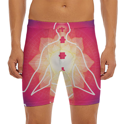 Mandala Chakras Aura Print Men's Long Boxer Briefs
