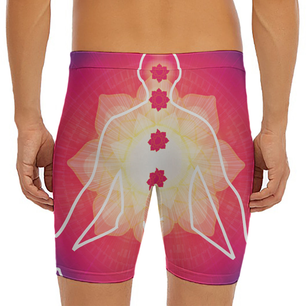 Mandala Chakras Aura Print Men's Long Boxer Briefs