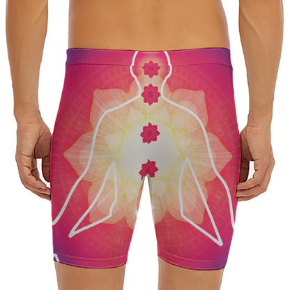 Mandala Chakras Aura Print Men's Long Boxer Briefs