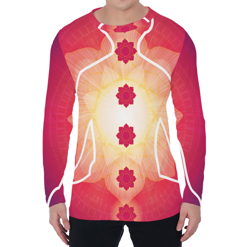 Mandala Chakras Aura Print Men's Long Sleeve T-Shirt