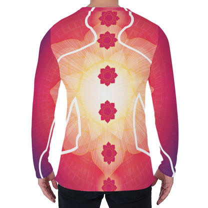 Mandala Chakras Aura Print Men's Long Sleeve T-Shirt