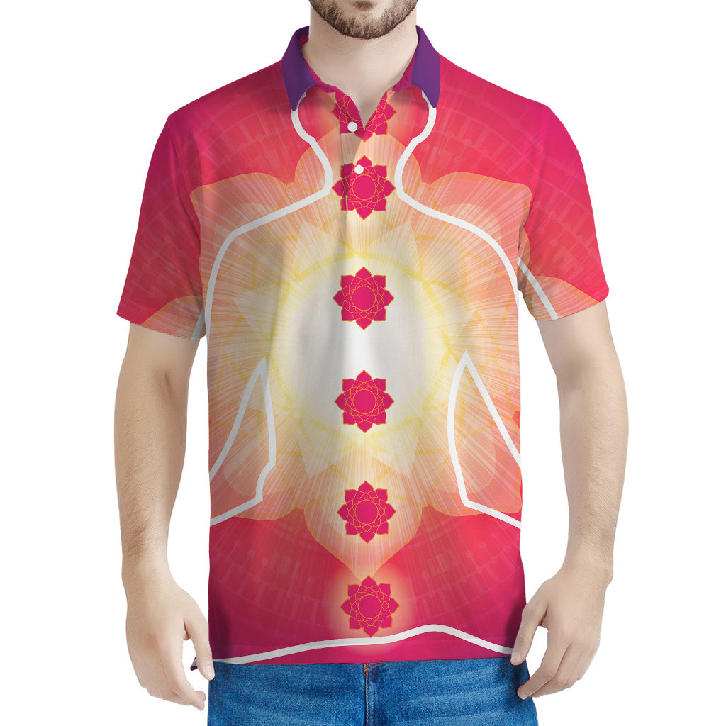 Mandala Chakras Aura Print Men's Polo Shirt