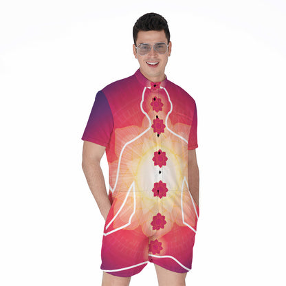 Mandala Chakras Aura Print Men's Rompers