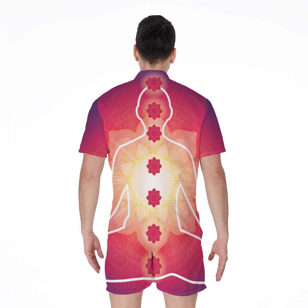 Mandala Chakras Aura Print Men's Rompers