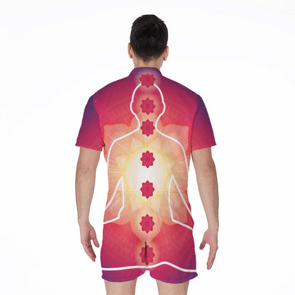 Mandala Chakras Aura Print Men's Rompers
