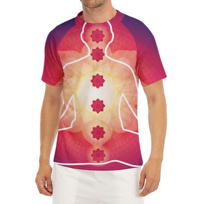 Mandala Chakras Aura Print Men's Short Sleeve Rash Guard