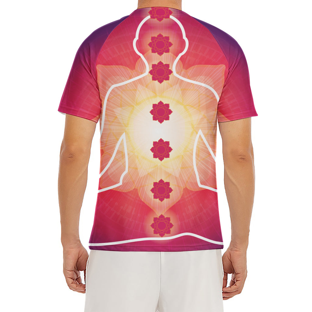 Mandala Chakras Aura Print Men's Short Sleeve Rash Guard