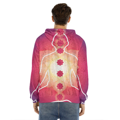 Mandala Chakras Aura Print Men's Velvet Pullover Hoodie