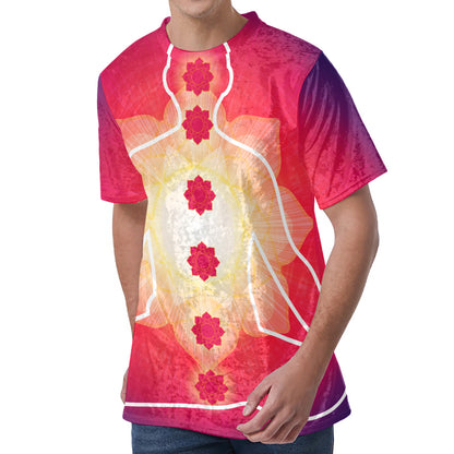 Mandala Chakras Aura Print Men's Velvet T-Shirt