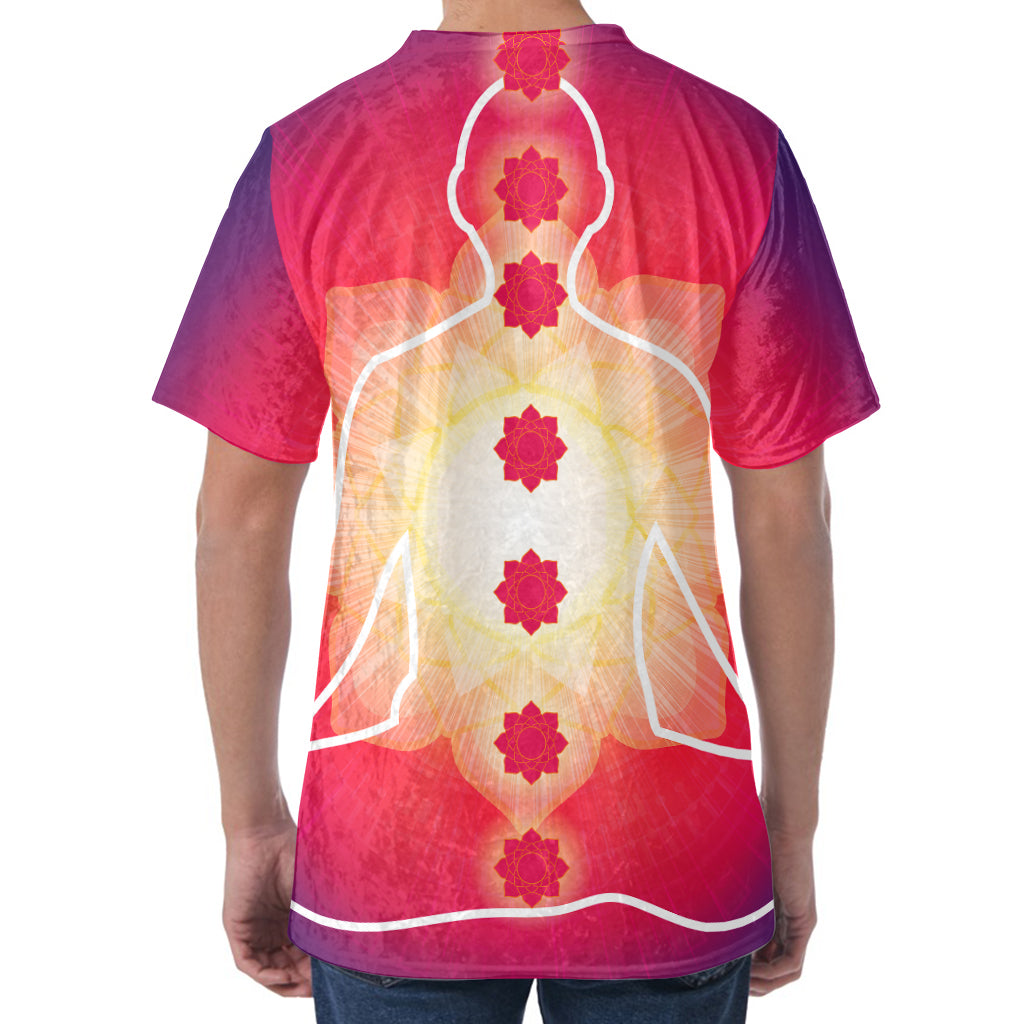 Mandala Chakras Aura Print Men's Velvet T-Shirt