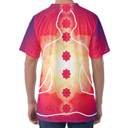 Mandala Chakras Aura Print Men's Velvet T-Shirt