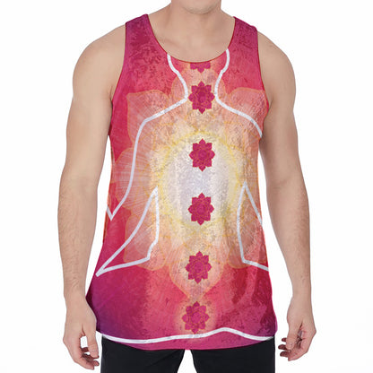 Mandala Chakras Aura Print Men's Velvet Tank Top