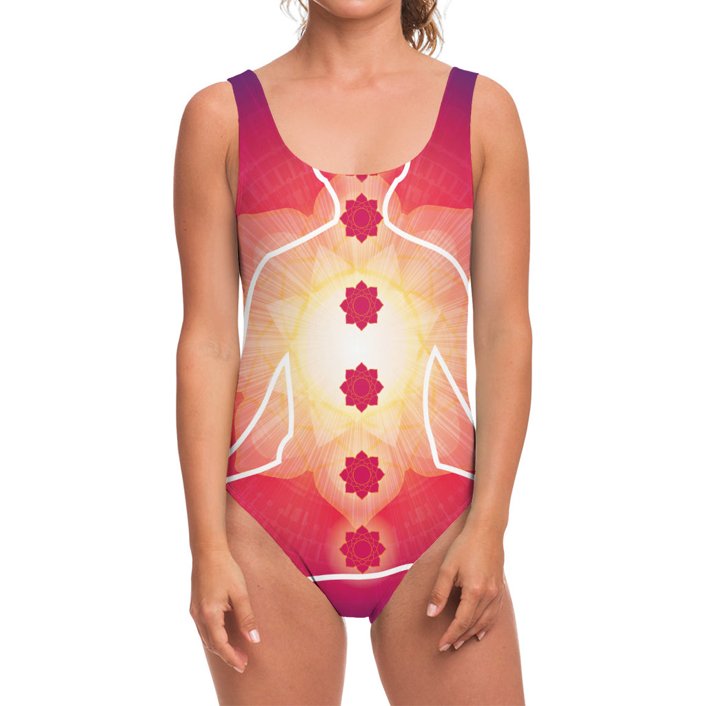 Mandala Chakras Aura Print One Piece Swimsuit